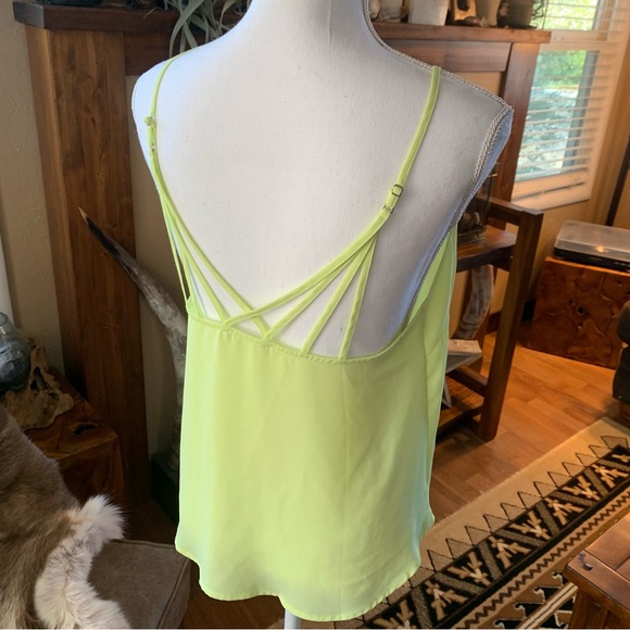 ๐ 2/$10 Lush neon green yellow tank top crisscross back - Picture 3 of 8